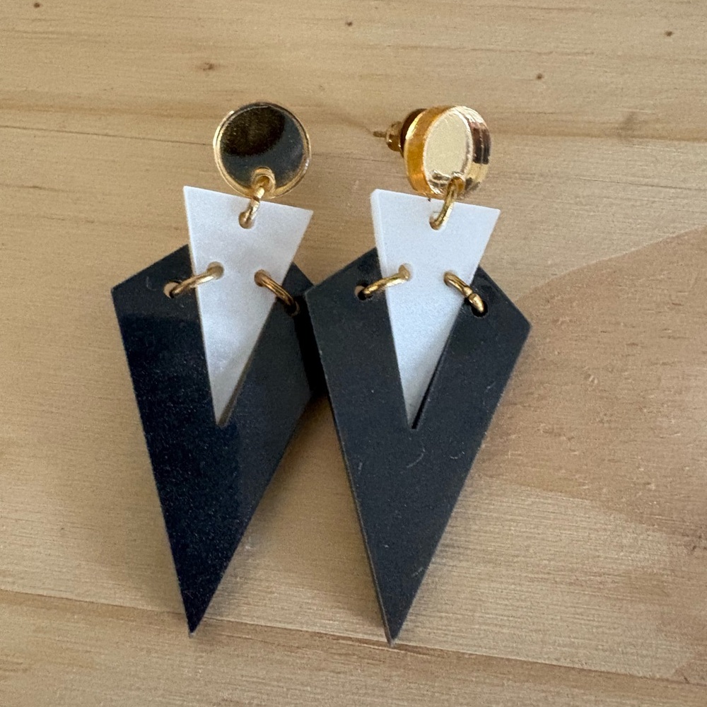 Geometric Black and White Earrings